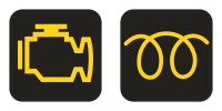 von links: Motorkontrollleuchte, Vorglühkontrolle (Diesel)
